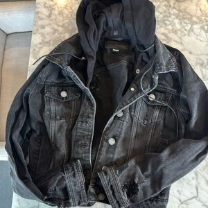 BLANKNYC denim jacket with hoodie attached